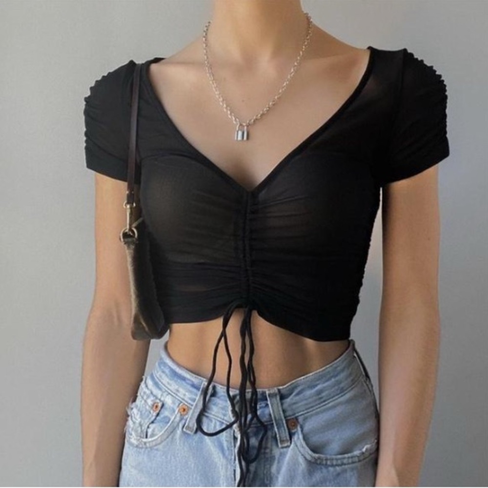 Black Mesh Crop Top from Urban Outfitters